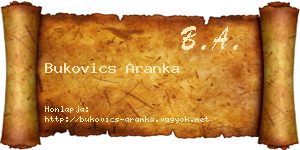 Bukovics Aranka névjegykártya